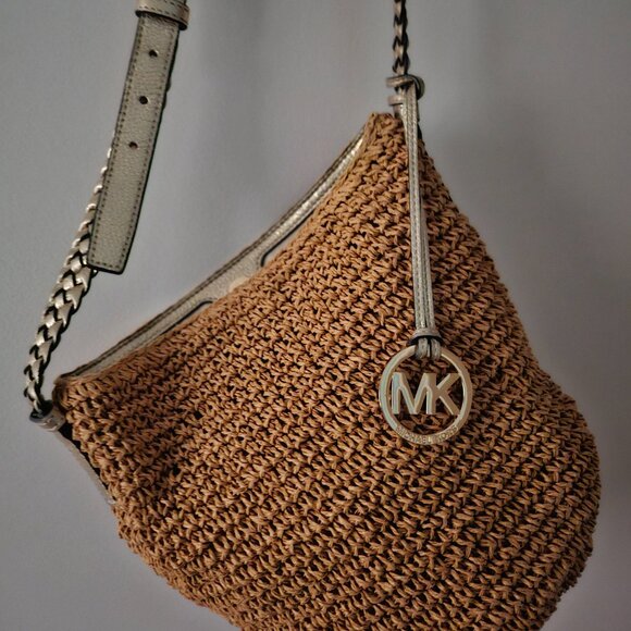 MICHAEL Michael Kors Lola Messenger Straw Bag – Nat/Gold - Picture 2 of 6